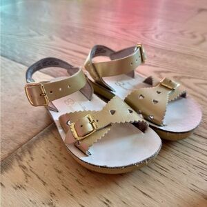Charming Gold Kids Sandals with Heart Cutouts